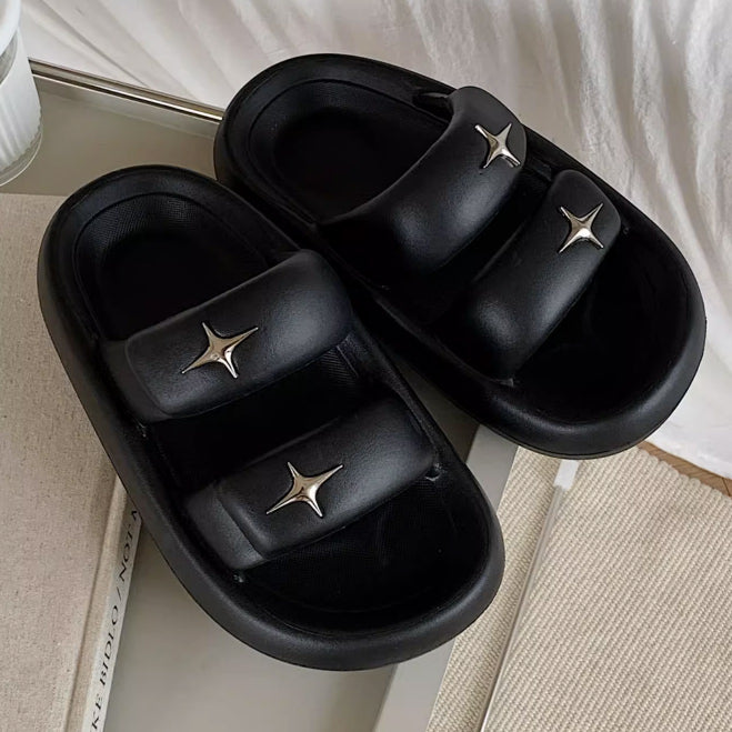 3color star studs rubber room shoes
