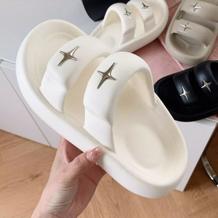 3color star studs rubber room shoes