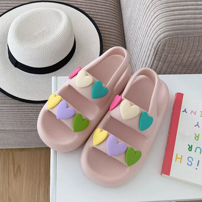 4color colorful heart room shoes