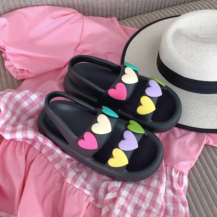 4color colorful heart room shoes