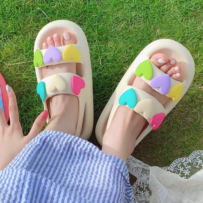 4color colorful heart room shoes