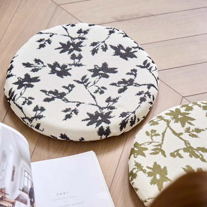 2color leaf round cushion