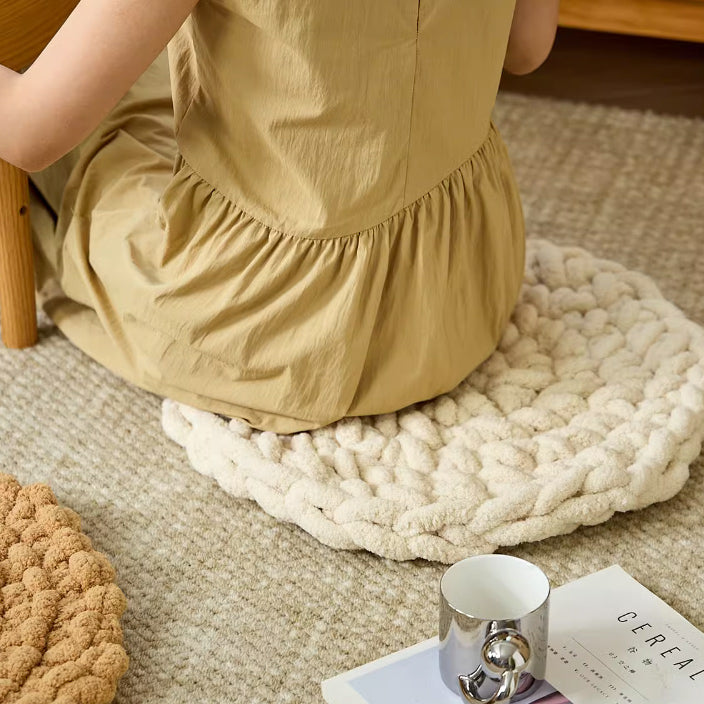 5color knit round cushion