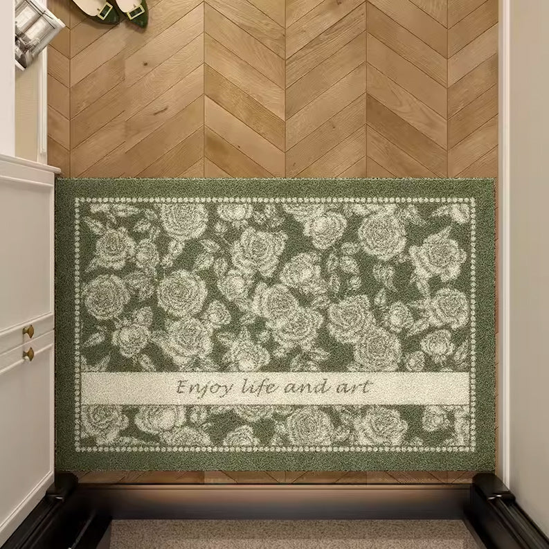 8design enjoy art green flower door mat