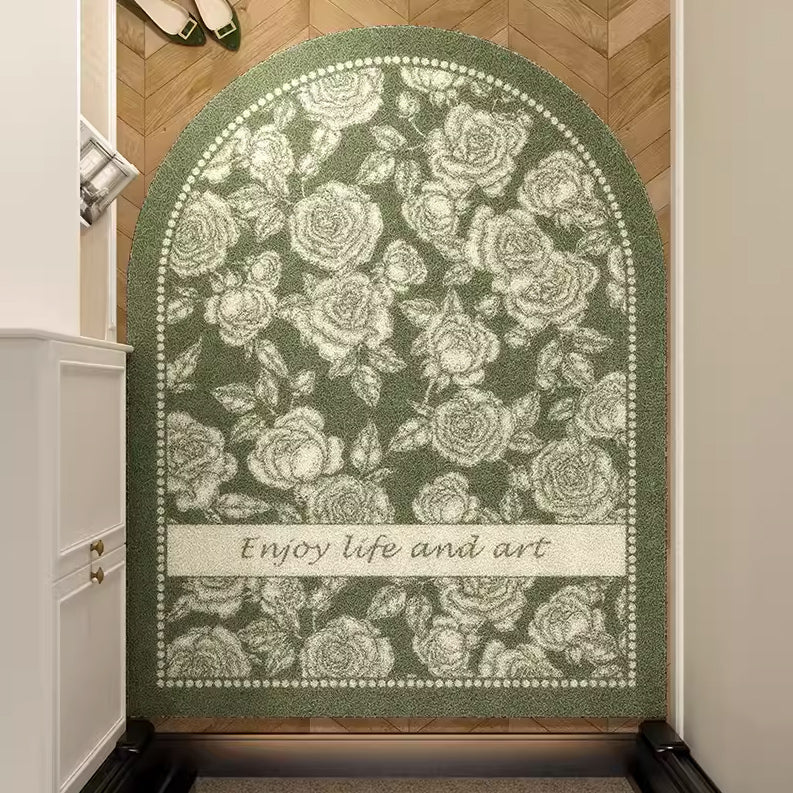 8design enjoy art green flower door mat