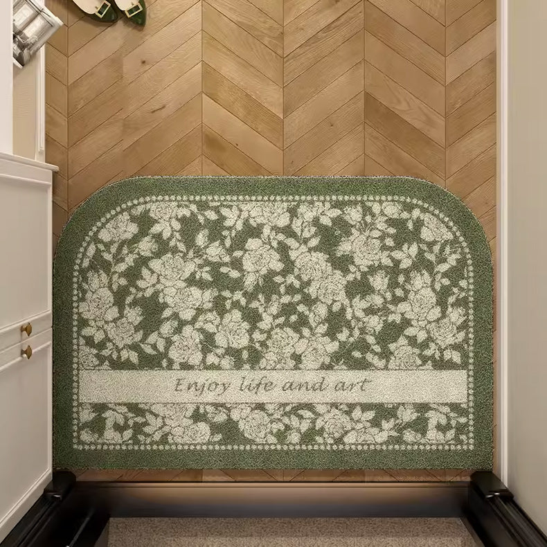 8design enjoy art green flower door mat