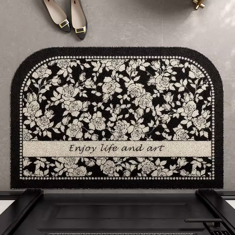 8design enjoy art black flower door mat