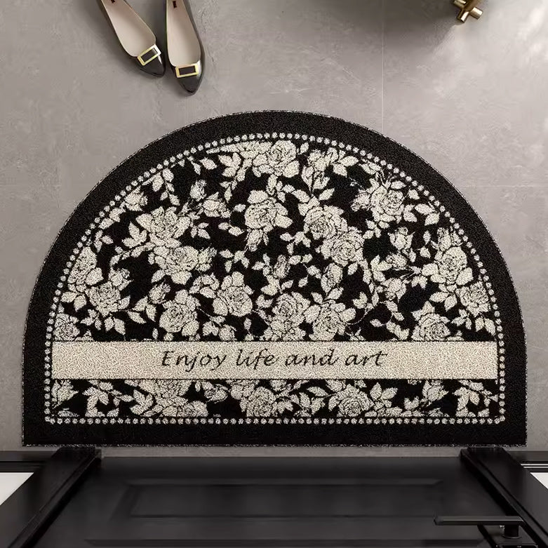 8design enjoy art black flower door mat