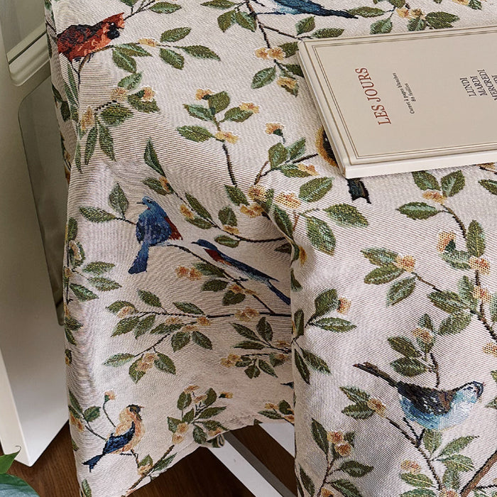 blue bird jacquard table cloth