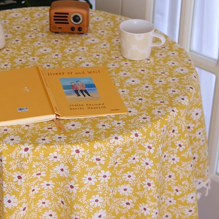 2color tassel flower table cloth