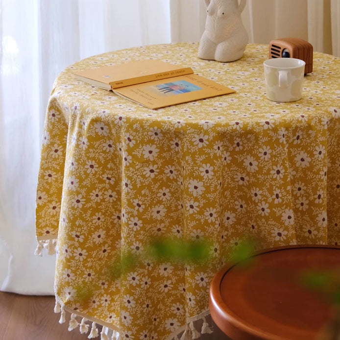 2color tassel flower table cloth