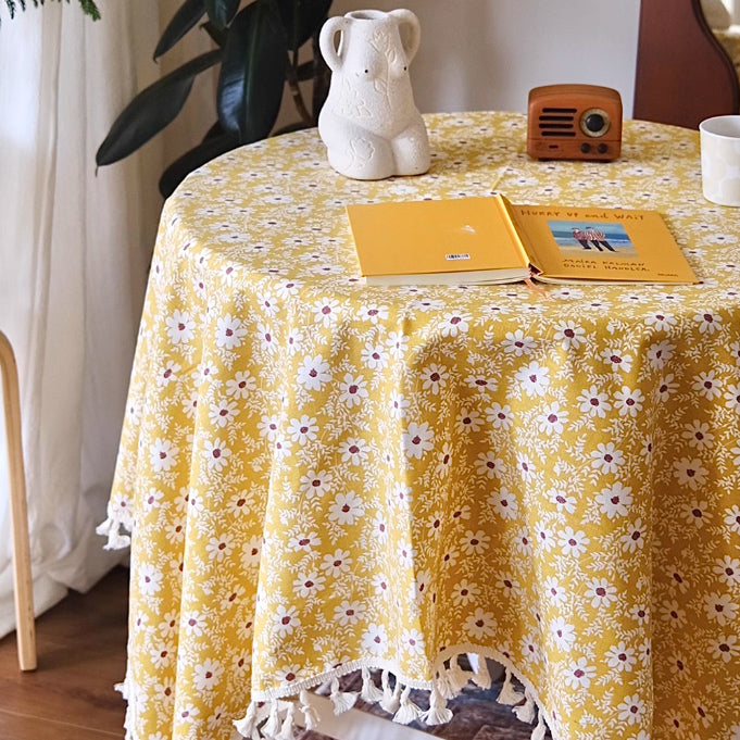 2color tassel flower table cloth