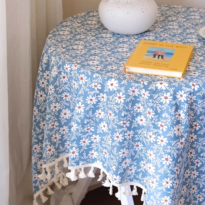 2color tassel flower table cloth