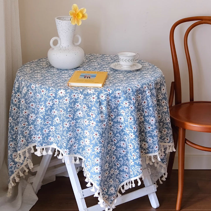 2color tassel flower table cloth