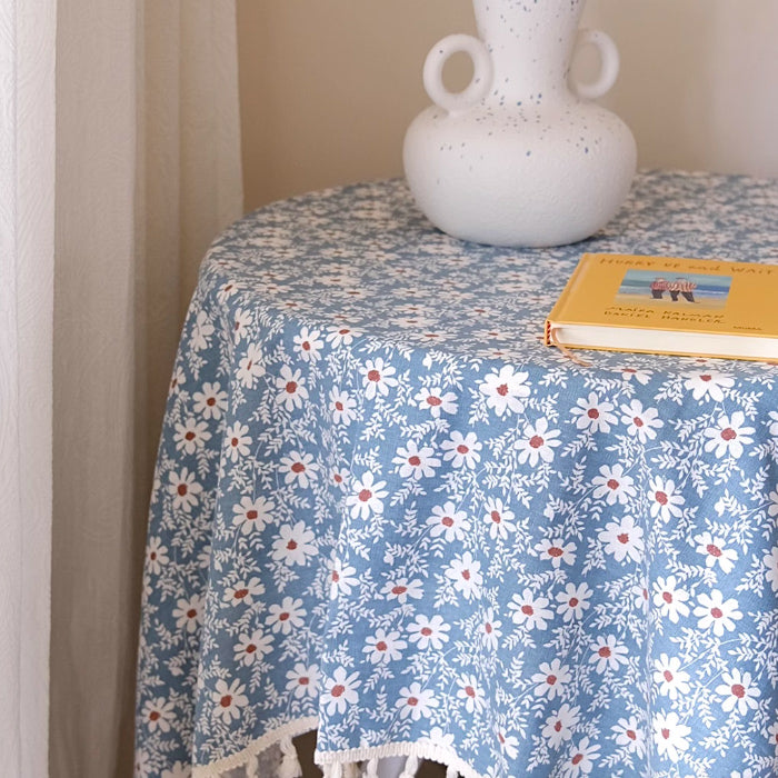 2color tassel flower table cloth