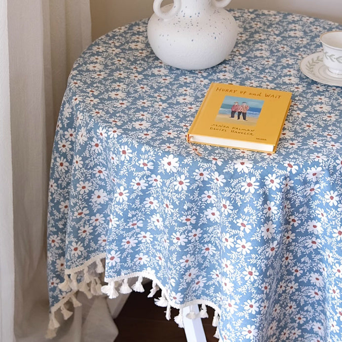 2color tassel flower table cloth