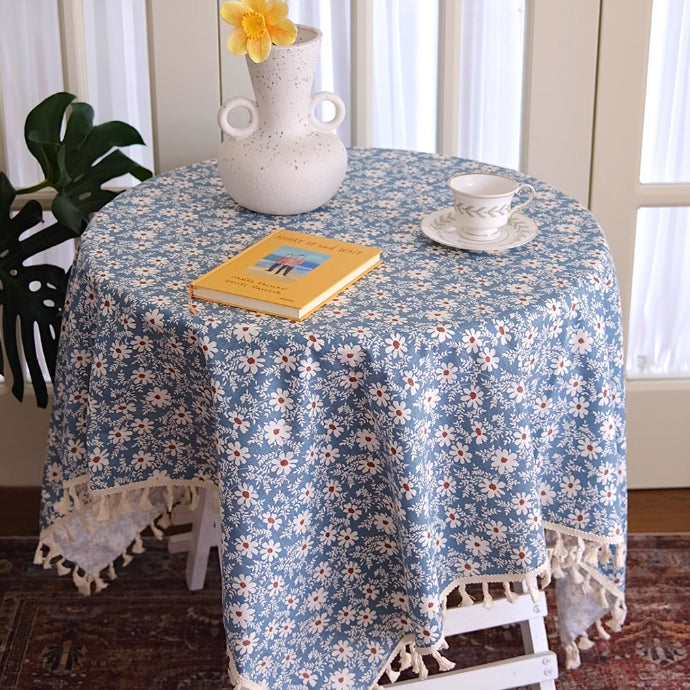 2color tassel flower table cloth