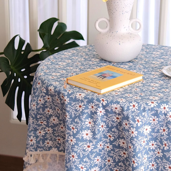 2color tassel flower table cloth