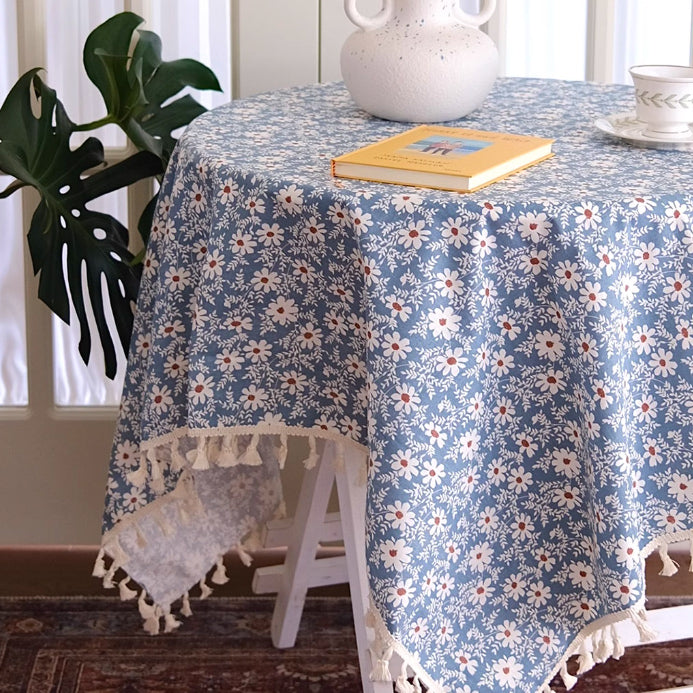 2color tassel flower table cloth