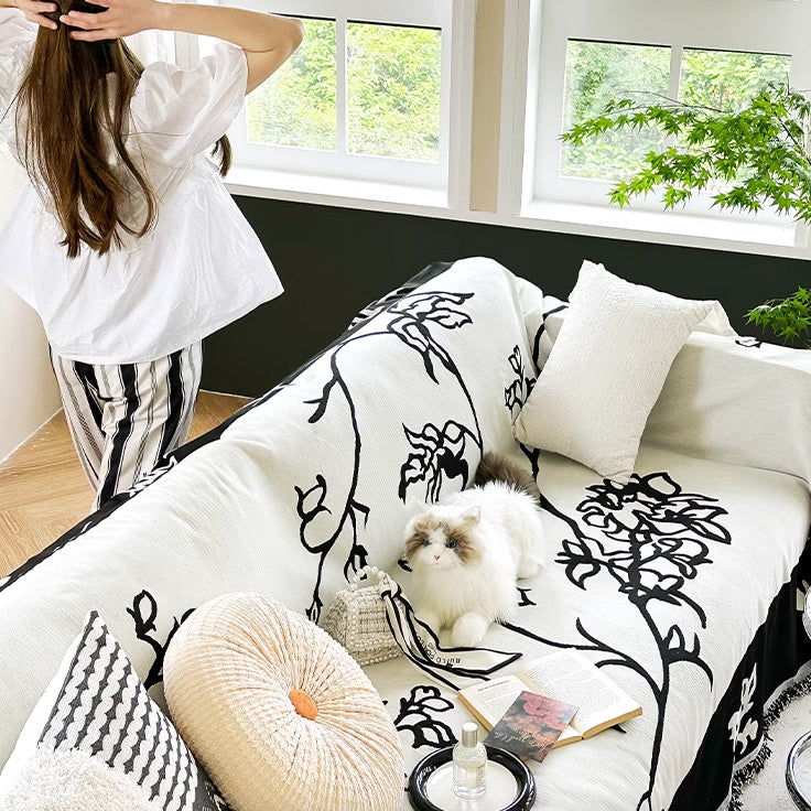 2design black flower cool sofa cover