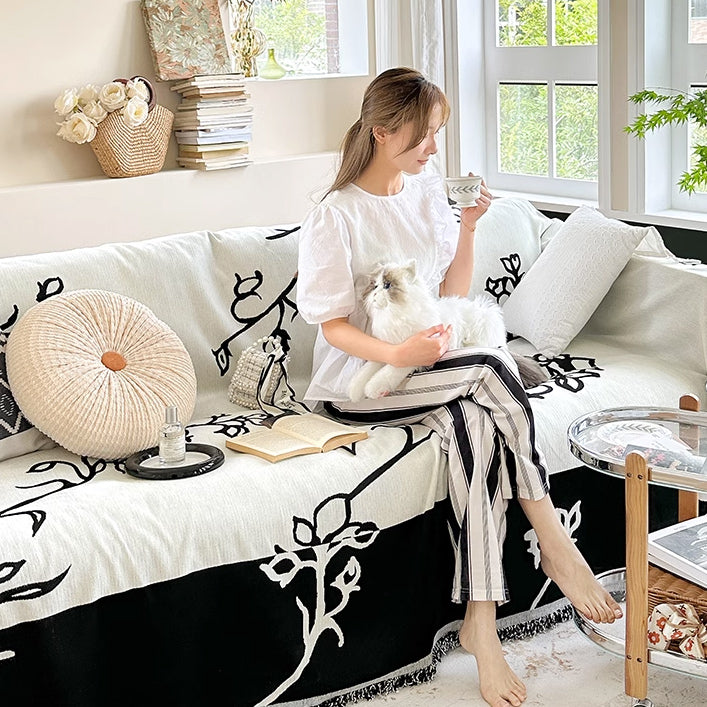 2design black flower cool sofa cover