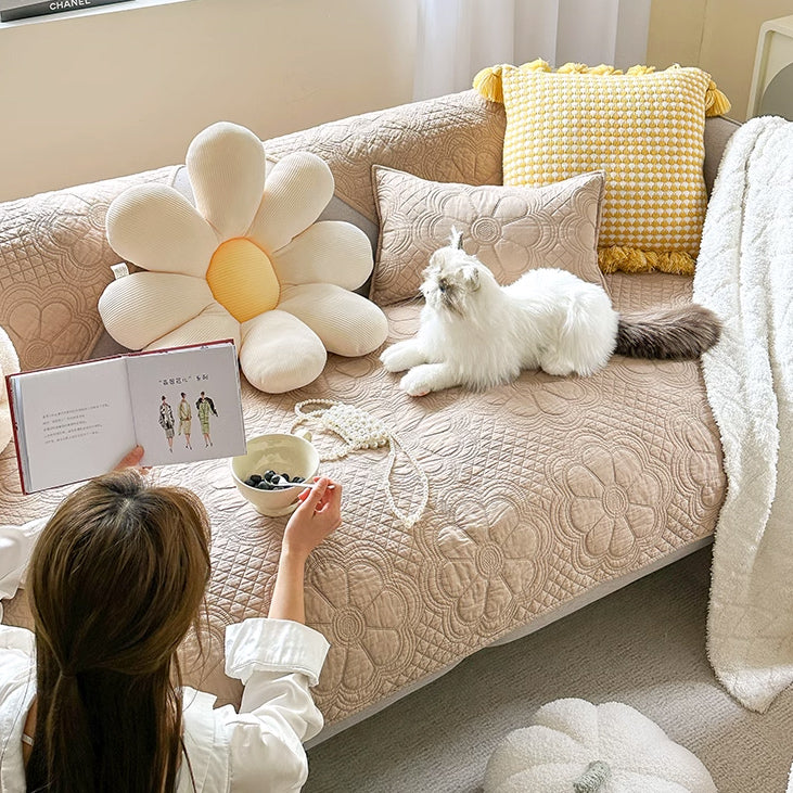 5color embossed flower sofa cover