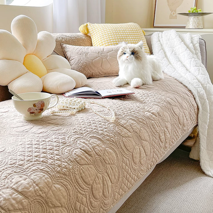 5color embossed flower sofa cover