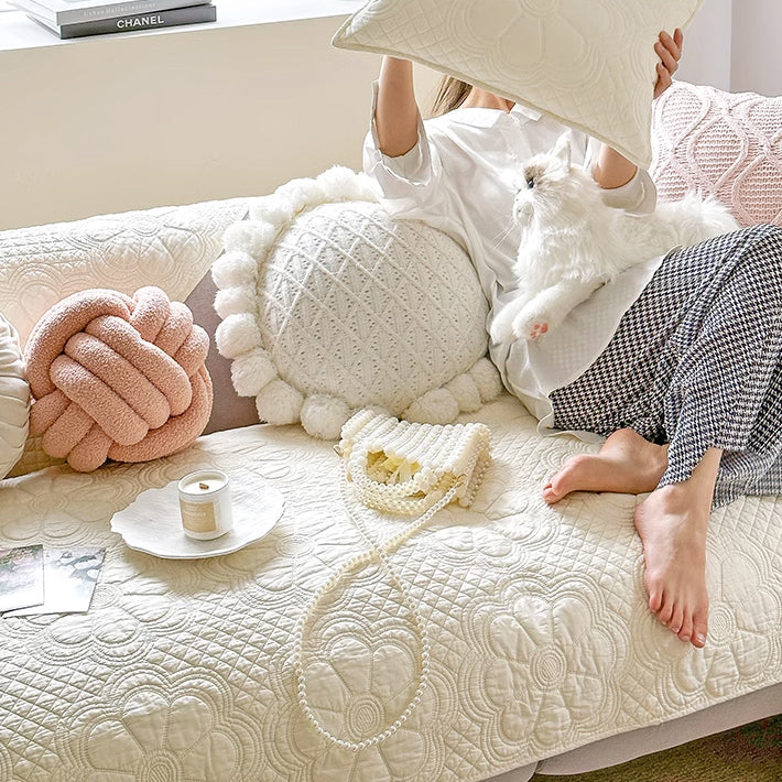 5color embossed flower sofa cover