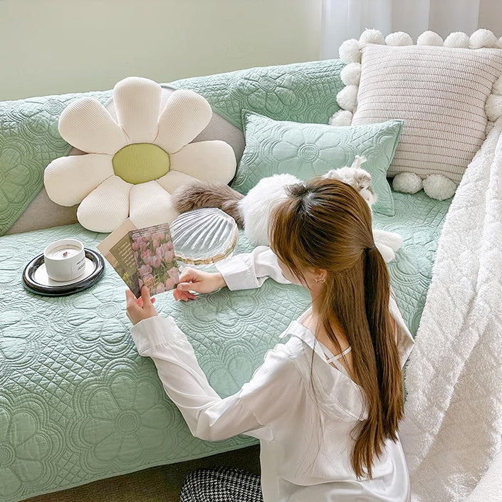 5color embossed flower sofa cover