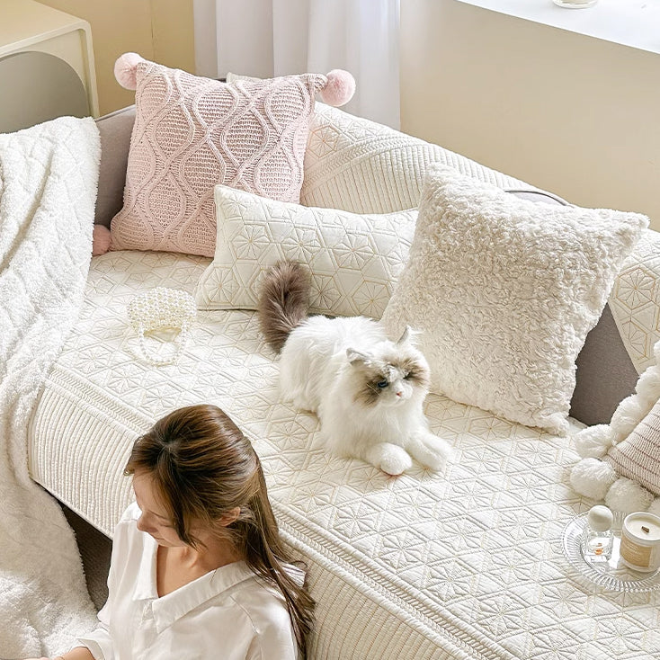 3design white stitch sofa cover