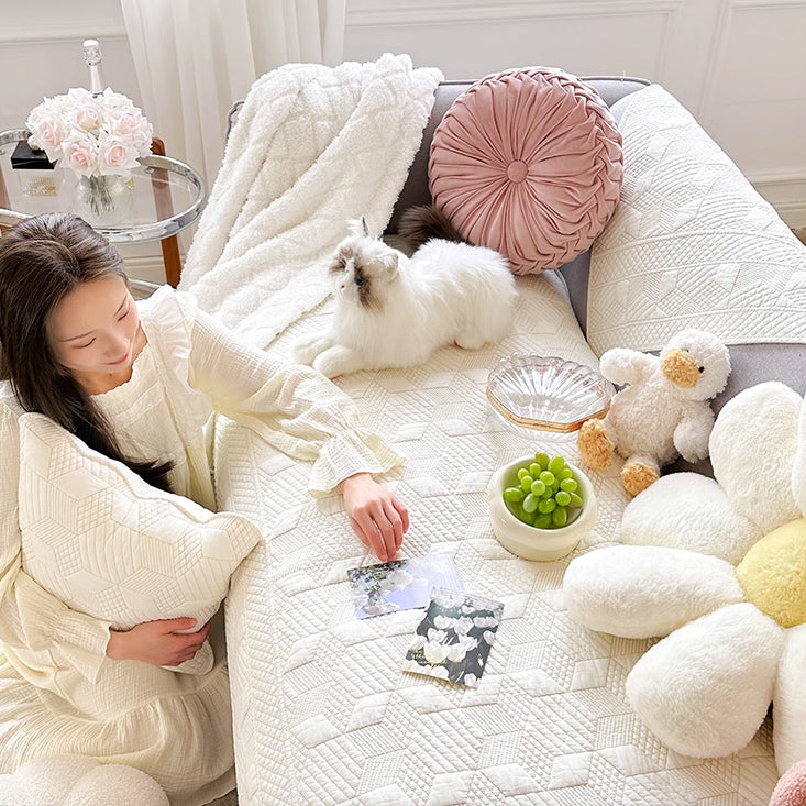3design white stitch sofa cover