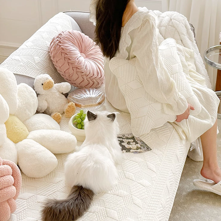 3design white stitch cushion