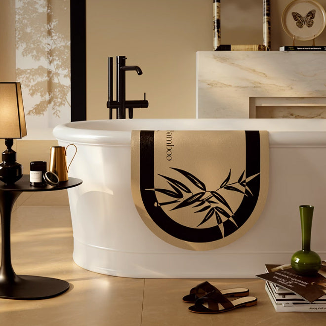 2design black bamboo bath mat