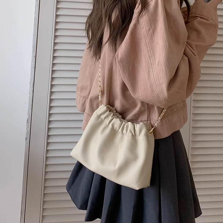 3color gathered chain shoulder bag
