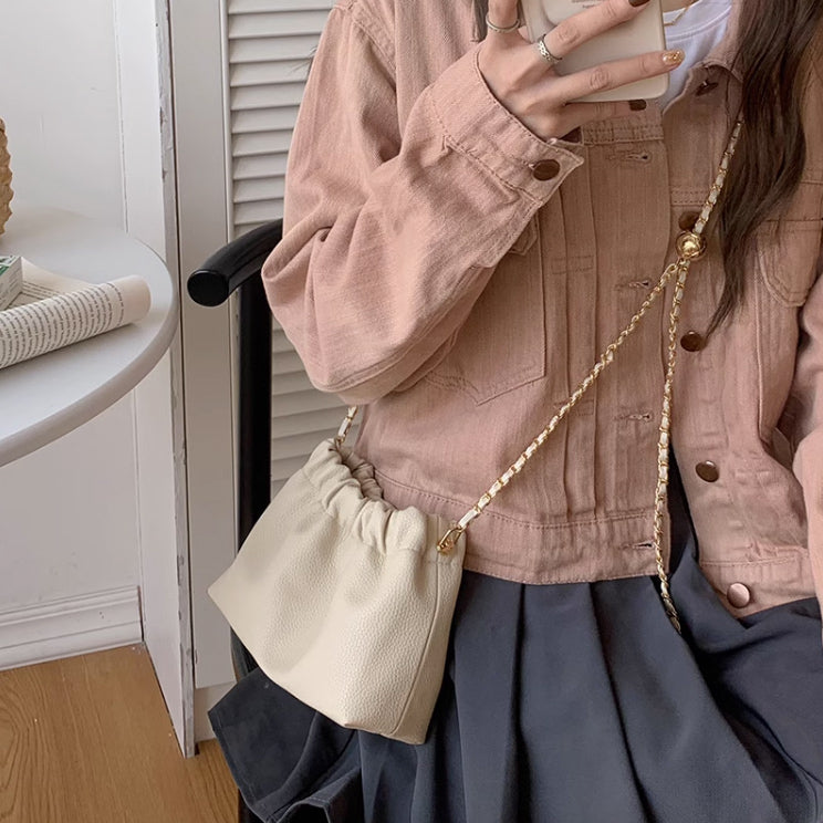 3color gathered chain shoulder bag