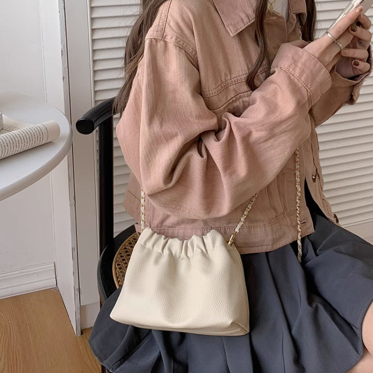 3color gathered chain shoulder bag