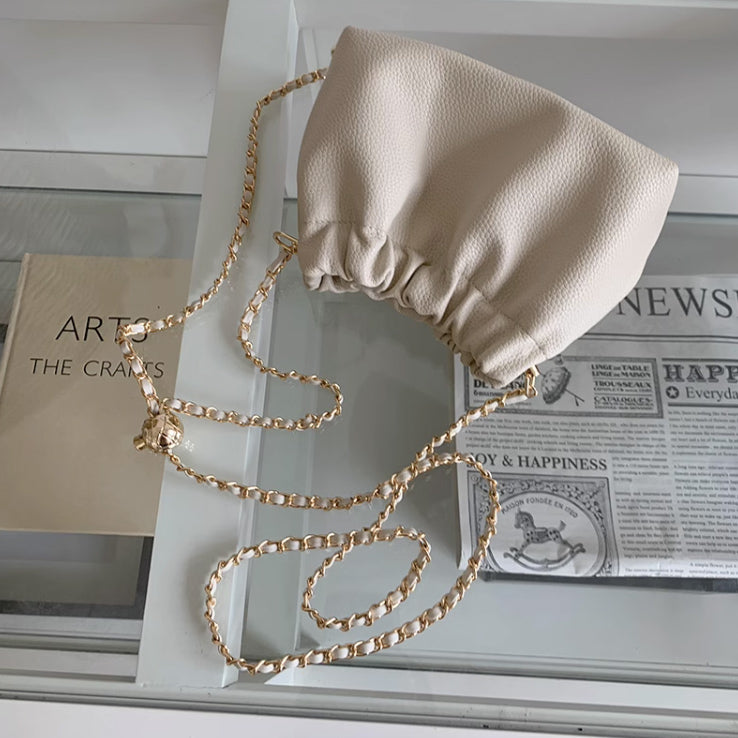 3color gathered chain shoulder bag