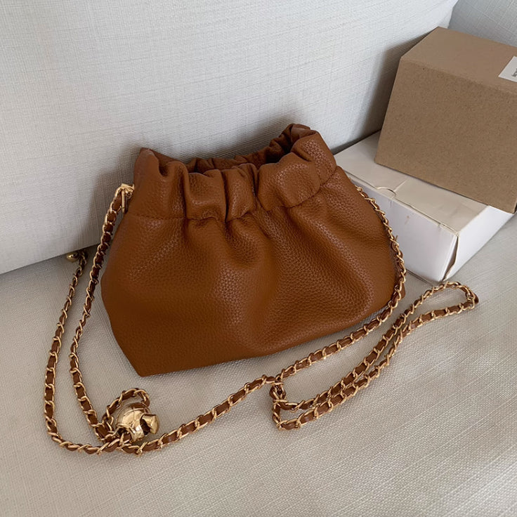 3color gathered chain shoulder bag