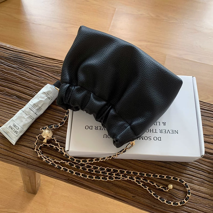 3color gathered chain shoulder bag