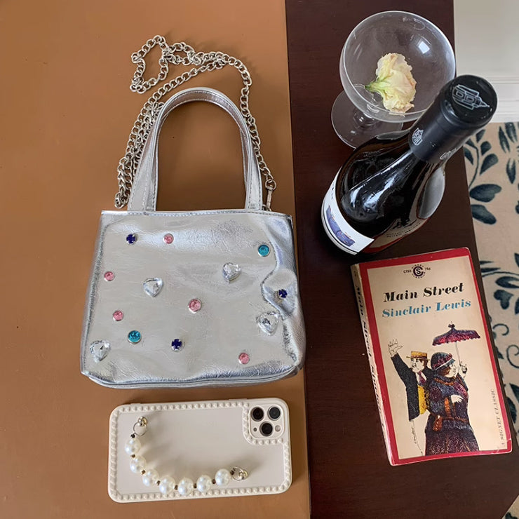 2color colorful stone hand bag