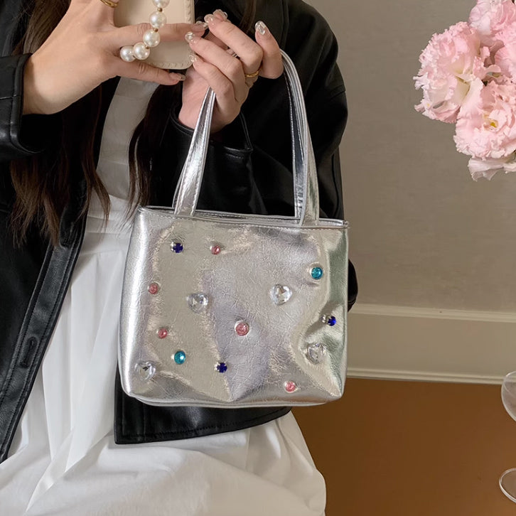 2color colorful stone hand bag