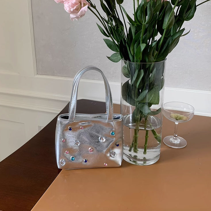 2color colorful stone hand bag
