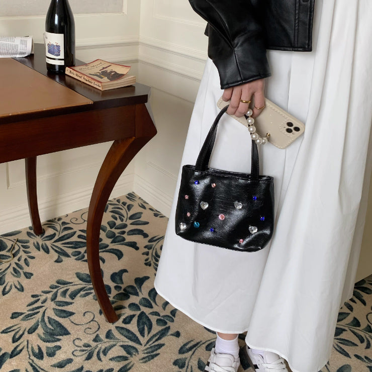 2color colorful stone hand bag