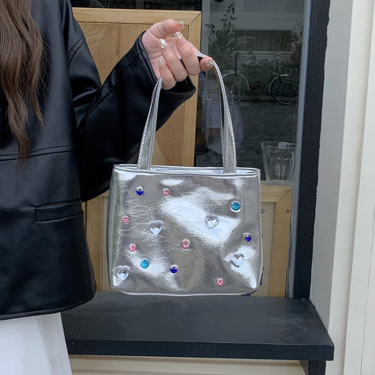 2color colorful stone hand bag