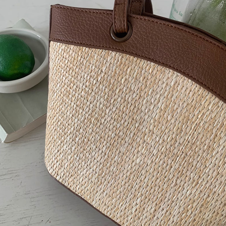 4color straw basket bag