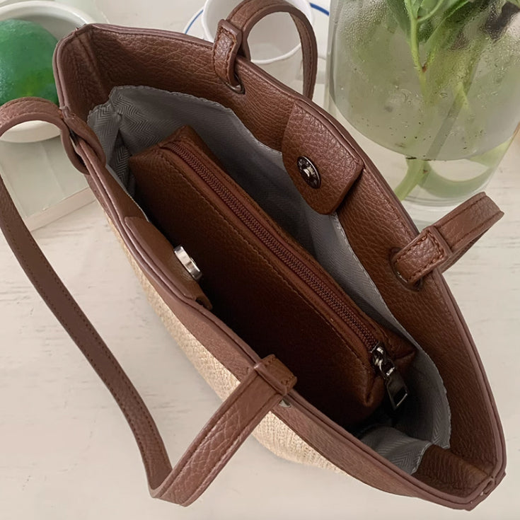 4color straw basket bag