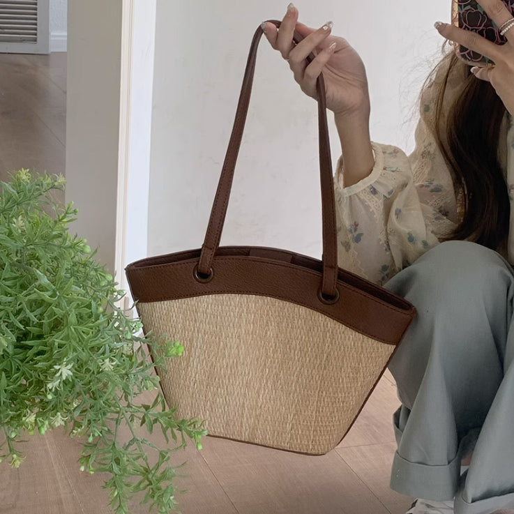 4color straw basket bag