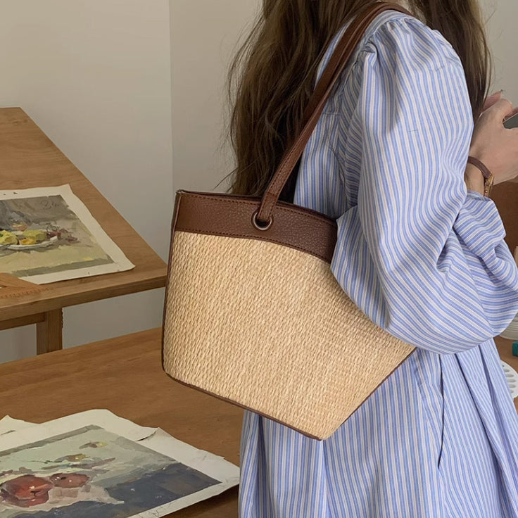 4color straw basket bag