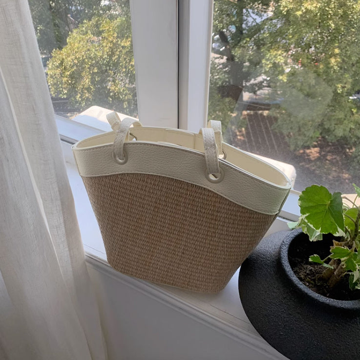 4color straw basket bag