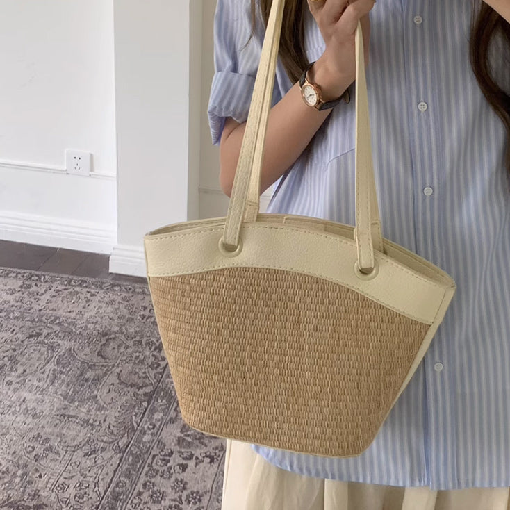 4color straw basket bag